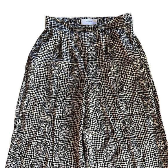 BEATRICE B Italy Women's Wide Leg Ostrich Feather Trim Satin Sheen Pull On Pant - Picture 3 of 9